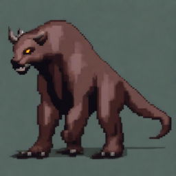 A large, realistic two-legged beast in pixel art style, showcasing detailed textures and lifelike features