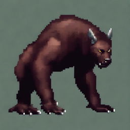 A large, realistic two-legged beast in pixel art style, showcasing detailed textures and lifelike features