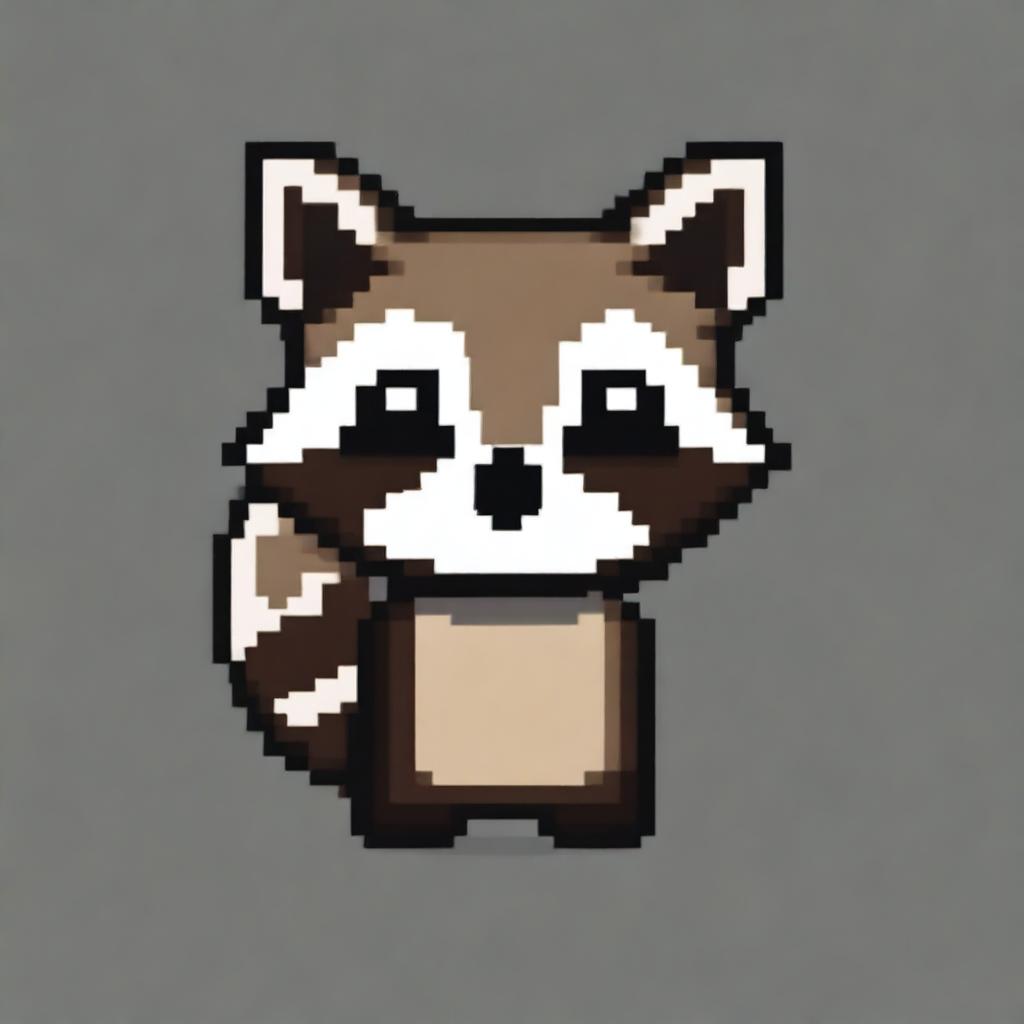 A pixel art depiction of a raccoon