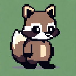 A pixel art depiction of a raccoon