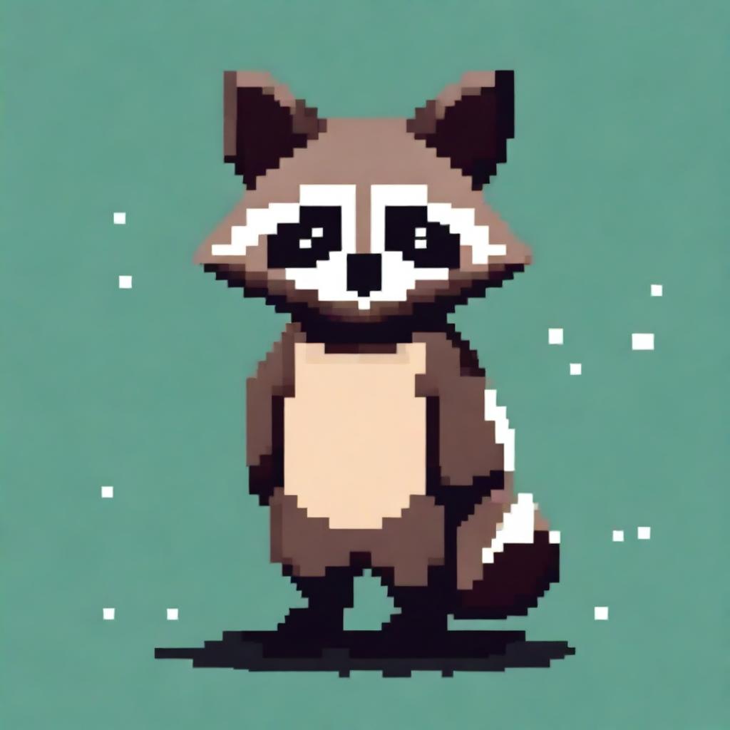 A pixel art depiction of a raccoon