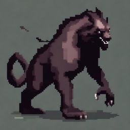 A large, realistic beast that walks on two legs in pixel art style