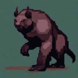 A large, realistic beast that walks on two legs in pixel art style