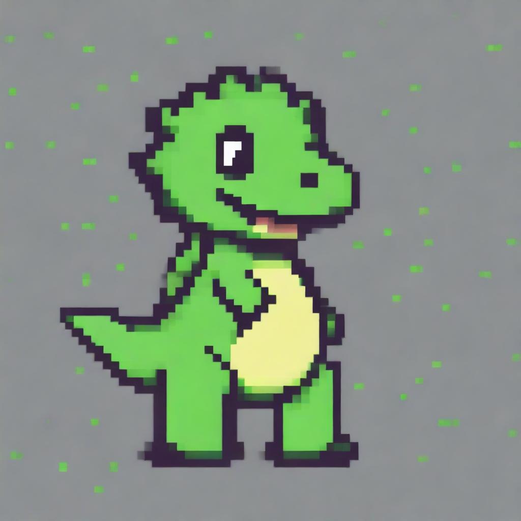 A pixel art depiction of a small dinosaur