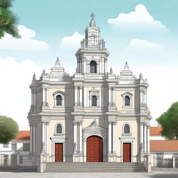 A detailed illustration of Igreja Nossa Senhora da Pena, the historical Matriz church located in Porto Seguro