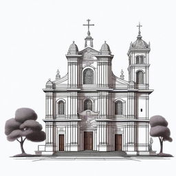 A detailed illustration of Igreja Nossa Senhora da Pena, the historical Matriz church located in Porto Seguro