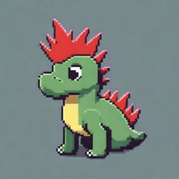 A small pixel art dinosaur wearing a red crown