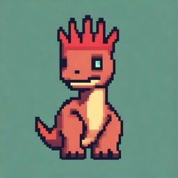 A small pixel art dinosaur wearing a red crown