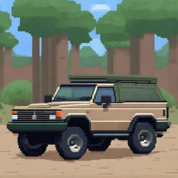 A 2D pixel art image of a Montero truck