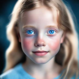 A portrait of a young girl with blue eyes