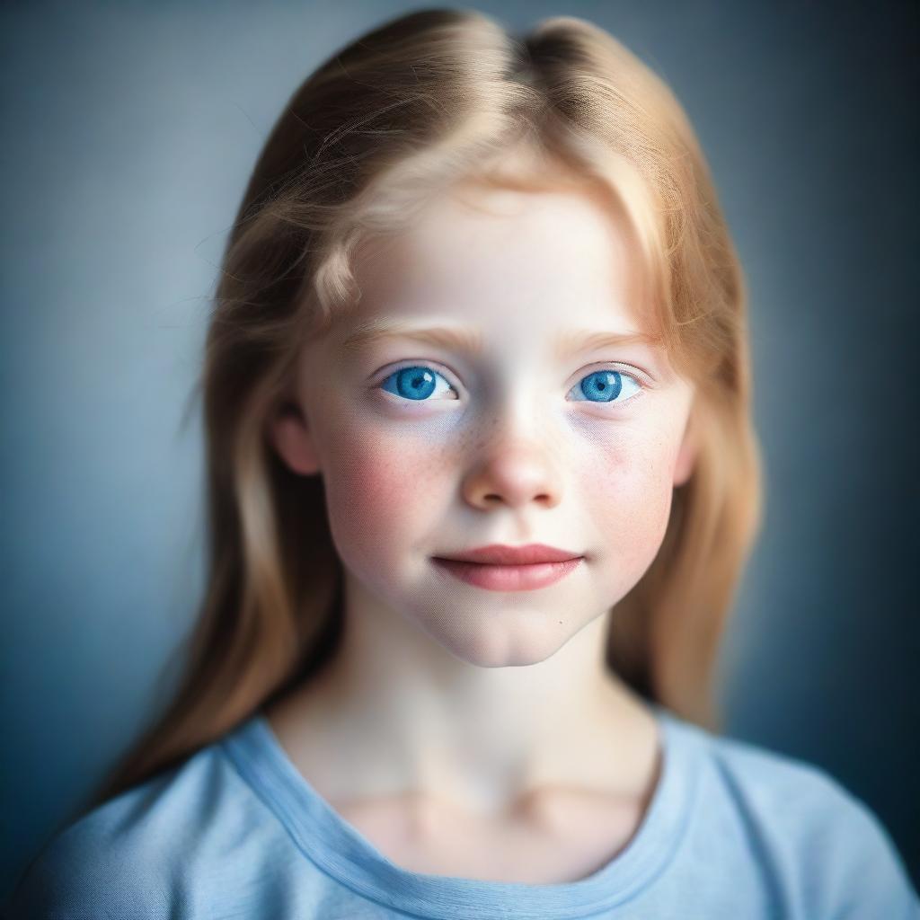 A portrait of a young girl with blue eyes