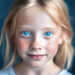 A portrait of a young girl with blue eyes