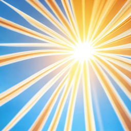 A vibrant and detailed image of the sun, radiating bright golden rays against a clear blue sky