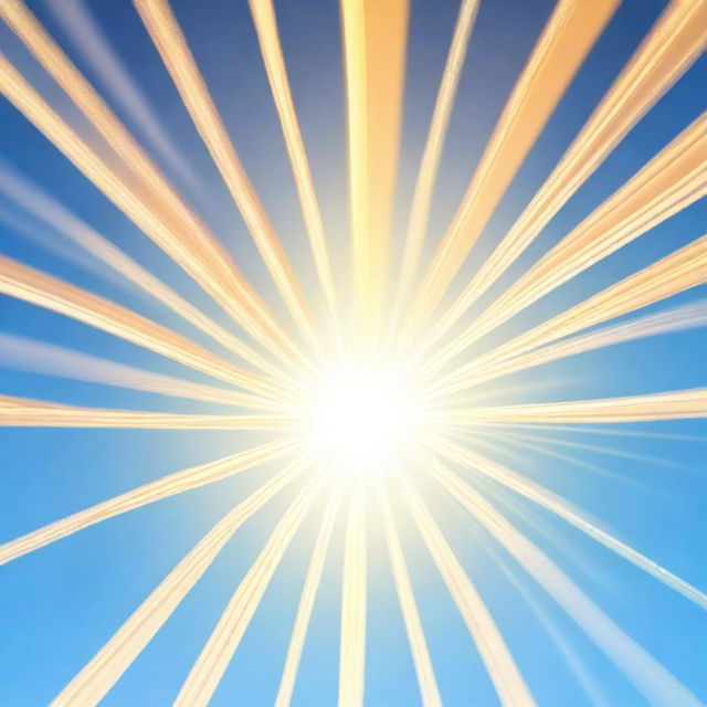 A vibrant and detailed image of the sun, radiating bright golden rays against a clear blue sky