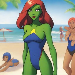 A tasteful and respectful depiction of Miss Martian from the Young Justice TV show in a swimsuit