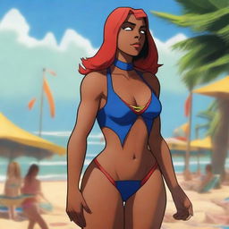 A tasteful and respectful depiction of Miss Martian from the Young Justice TV show in a swimsuit