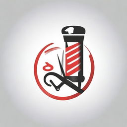 A stylish and modern logo for a barbershop, featuring classic barber elements like scissors, a comb, and a barber pole