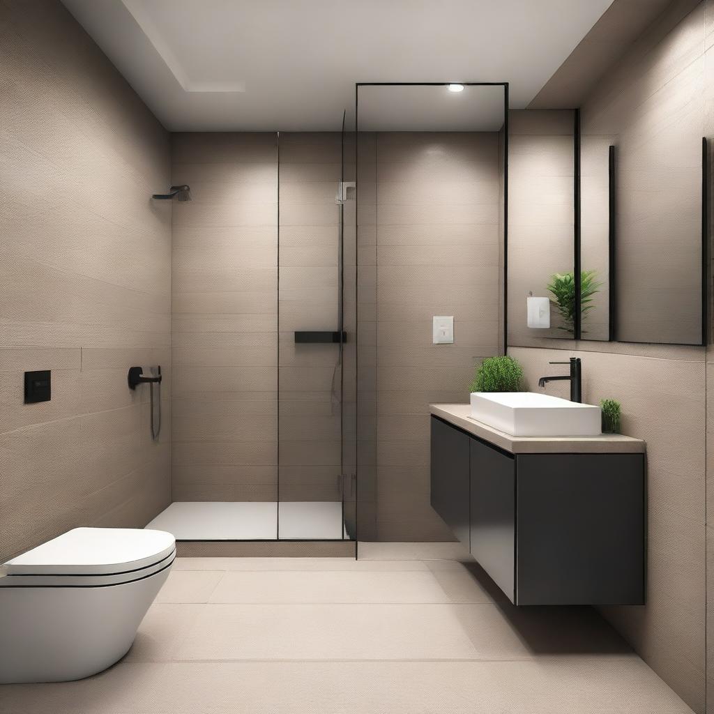 A modern bathroom design with dimensions of 2