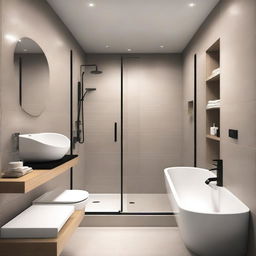 A modern bathroom design with dimensions of 2