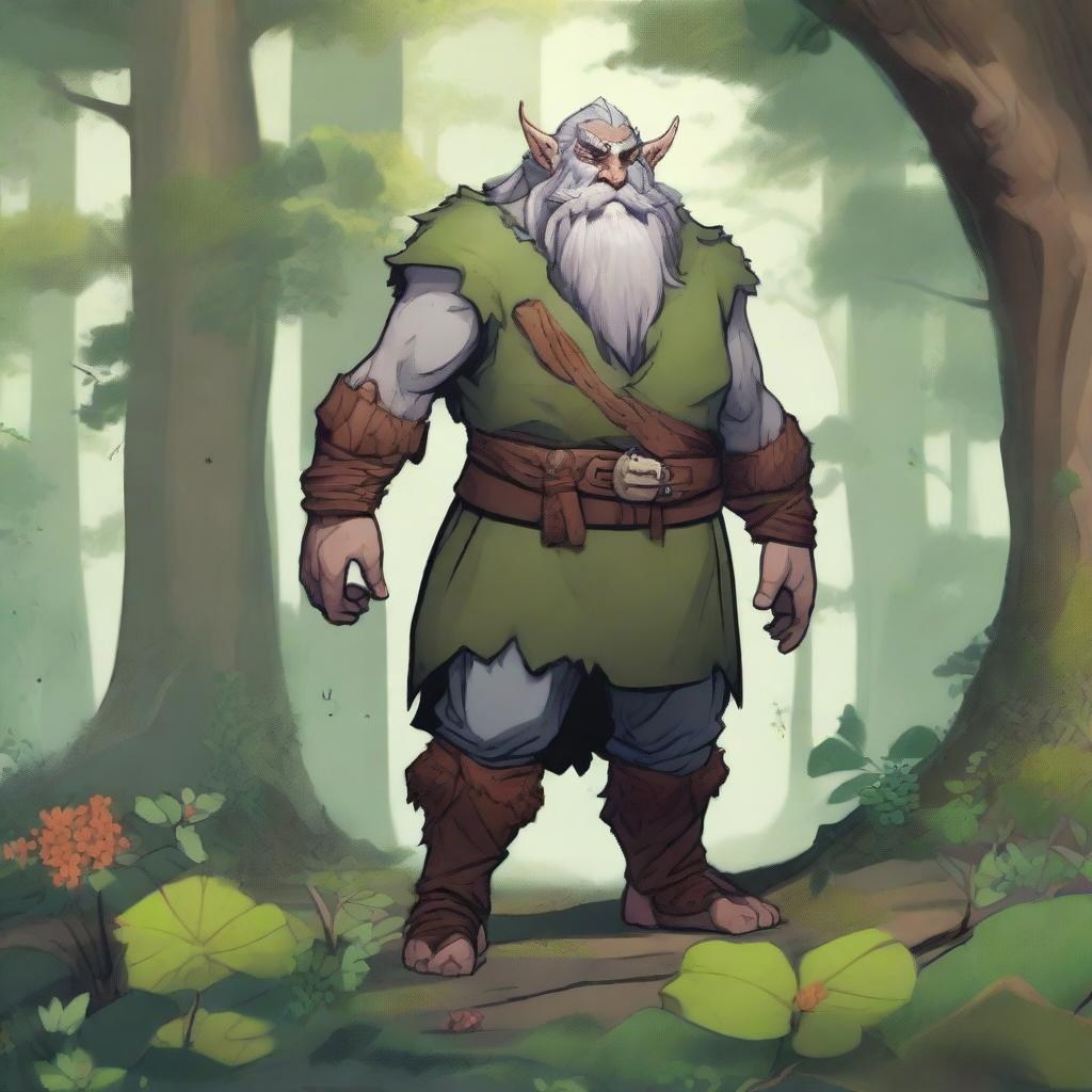 A detailed and majestic illustration of a Firbolg, a gentle giant from Dungeons & Dragons