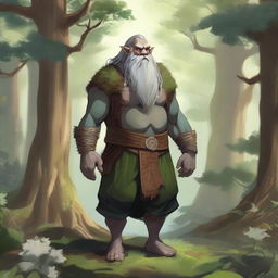 A detailed and majestic illustration of a Firbolg, a gentle giant from Dungeons & Dragons