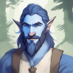 A young blue Firbolg with a beard