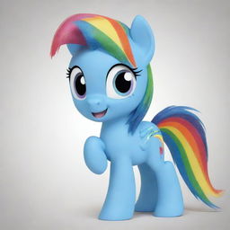 Generate a vibrant, animated image of the upbeat and playful character Rainbow Dash from My Little Pony, showcasing her vivid rainbow-colored mane and azure blue body.