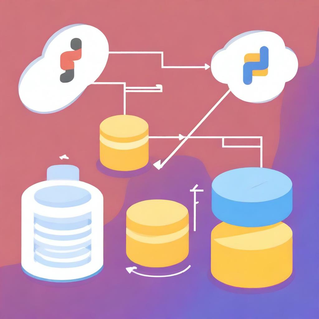 A detailed illustration showing the process of connecting a database with Python