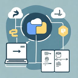 A detailed illustration showing the process of connecting a database with Python