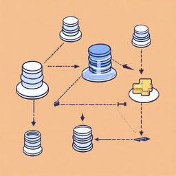 A detailed illustration showing the process of connecting a database with Python