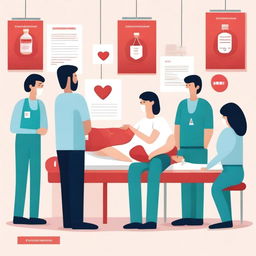 A detailed illustration of a blood donation event