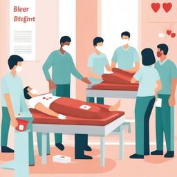 A detailed illustration of a blood donation event