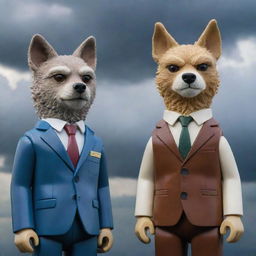 Dexter Morgan from 'Dexter' and Legoshi from 'Beastars' standing side by side in their distinctive styles, under a dramatic sky.