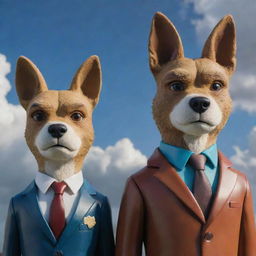 Dexter Morgan from 'Dexter' and Legoshi from 'Beastars' standing side by side in their distinctive styles, under a dramatic sky.