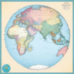 A square map of the planet Earth showing all six continents