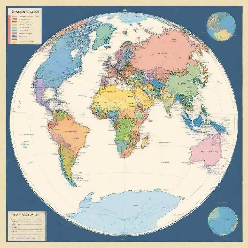 A square map of the planet Earth showing all six continents