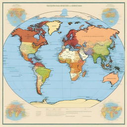 A square map of the planet Earth where all six continents are visible