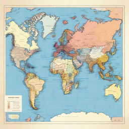 A square map of the planet Earth where all six continents are visible