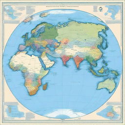 A square map of the planet Earth where all six continents are visible