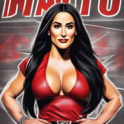 A detailed portrait of Nikki Bella, the famous WWE wrestler, showcasing her strong and confident demeanor