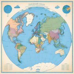 A square map of the planet Earth where all six continents are visible