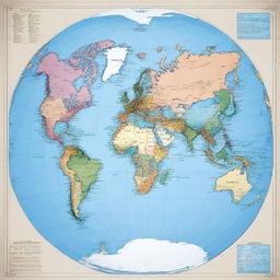 A square map of the planet Earth where all six continents are visible