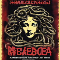 A movie poster for a horror movie titled 'The Revenge of Medusa' with the title written in English