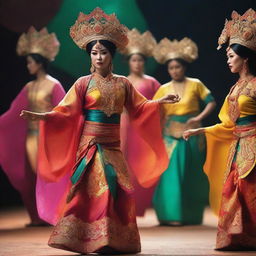 Create an artistic portrayal of a Malaysian heritage film focusing on Mak Yong