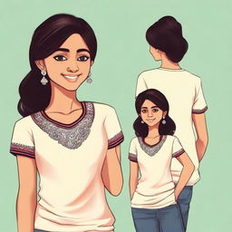 Create an image of an Indian girl wearing a t-shirt