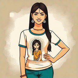 Create an image of an Indian girl wearing a t-shirt