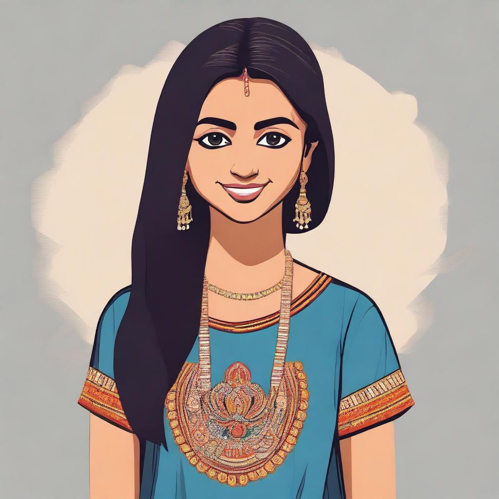 Create an image of an Indian girl wearing a t-shirt