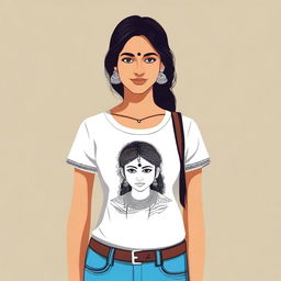 Create an image of an Indian girl wearing a t-shirt