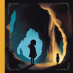 A hauntingly beautiful book cover featuring a dark cave entrance illuminated by an eerie, otherworldly glow