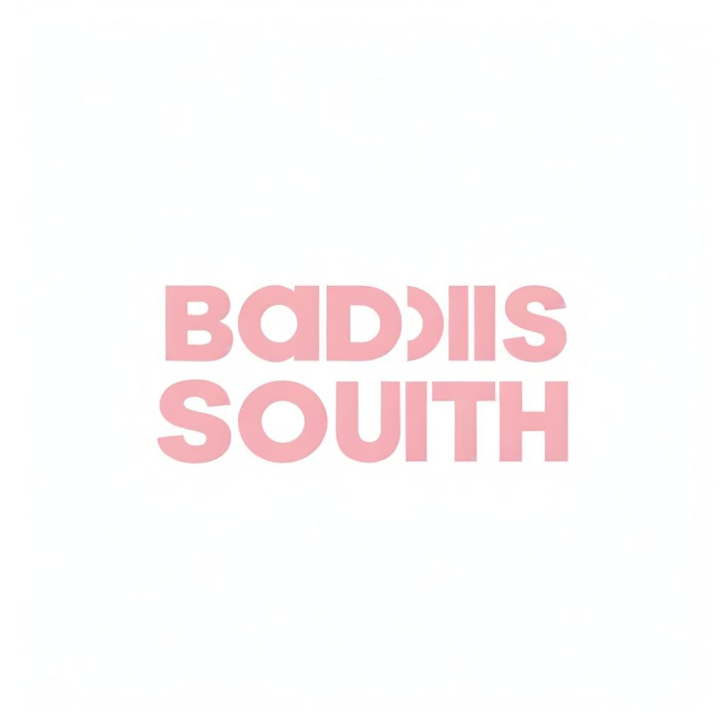 Pink text spelling the words 'BADDIES SOUTH' against a white background